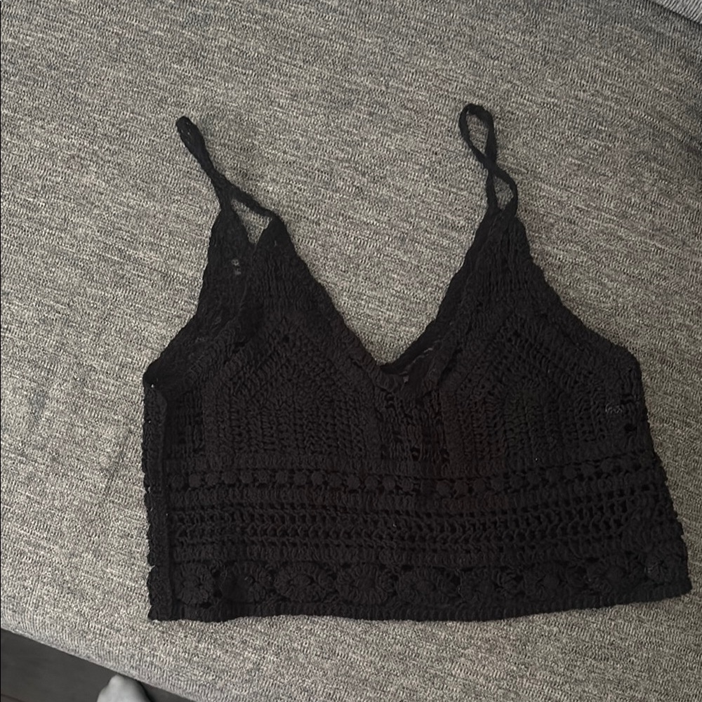 Elegant Black Crochet Women's Top
